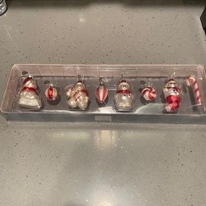 Never used vintage Department 56 set of 8 mini glass snowman ornaments